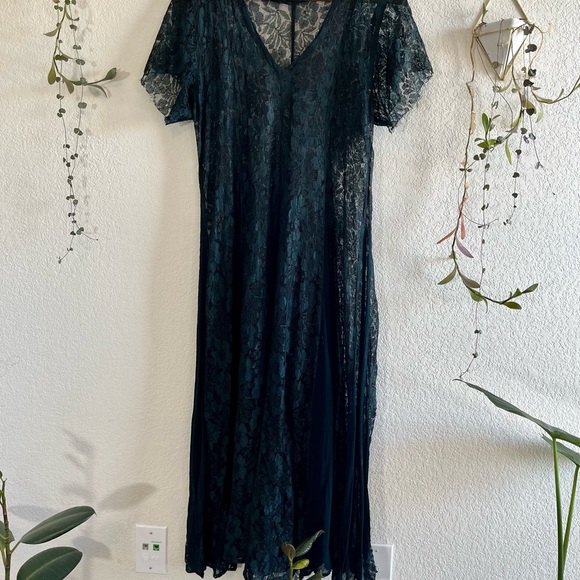 PRE LOVED: Deep Teal laced floaty maxi dress. - Picture 2 of 2
